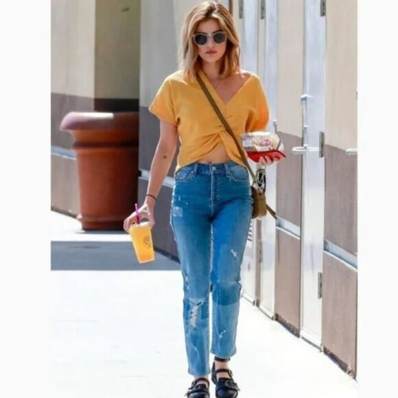 7 for all Mankind Edie High Rise Distressed Patch Work Jeans - Picture 2 of 10